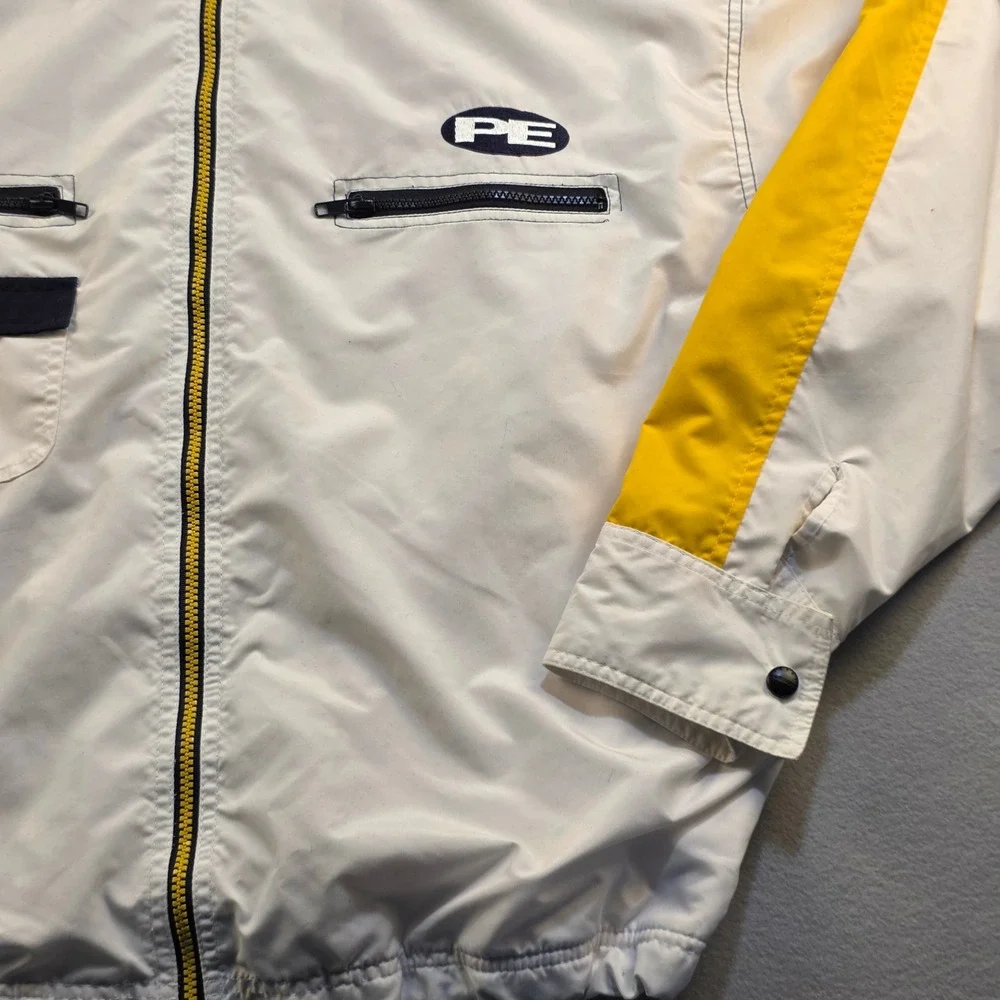 Vintage Perry Ellis America Windbreaker Jacket Mens‎ Large White Navy Yellow 90s - Picture 4 of 10
